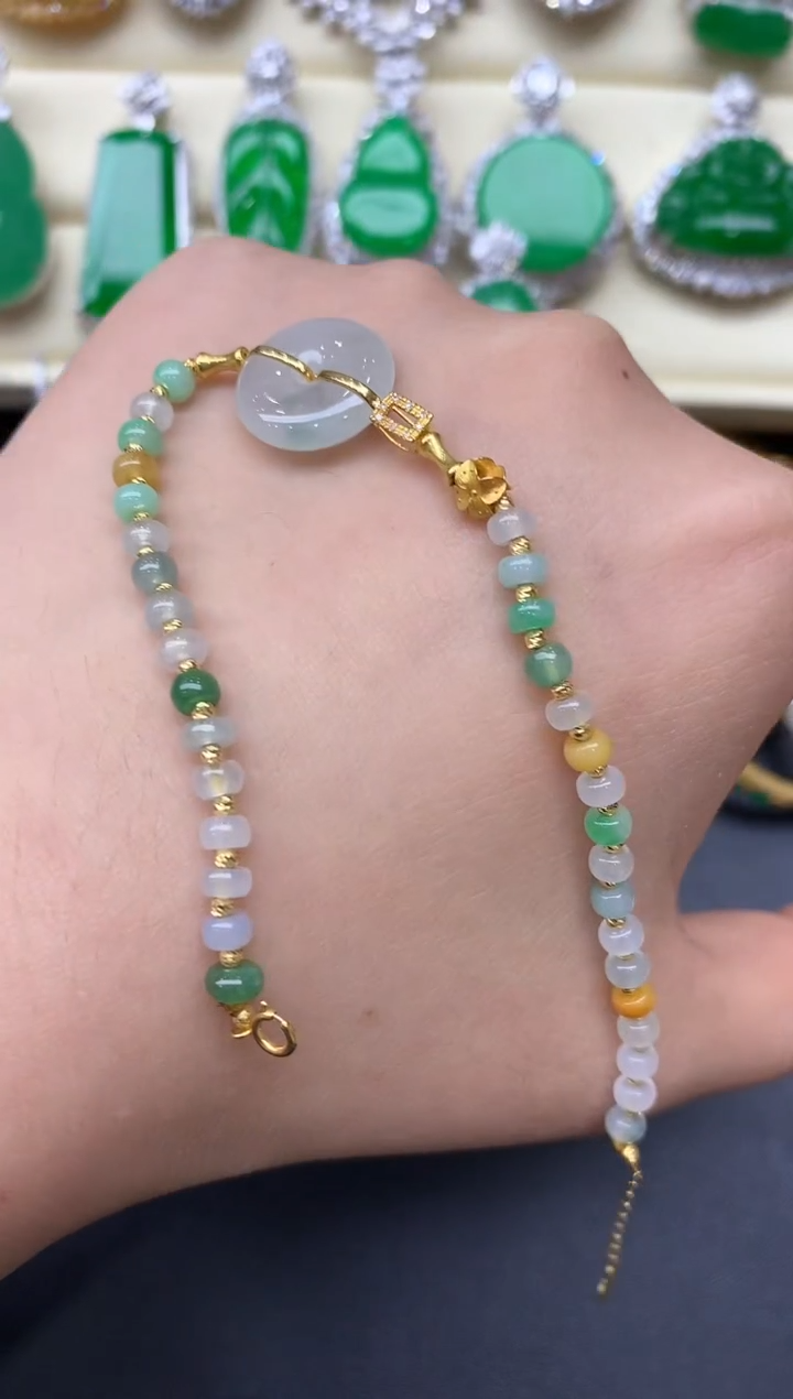 18K金镶嵌手链翡翠164-中国好珍宝