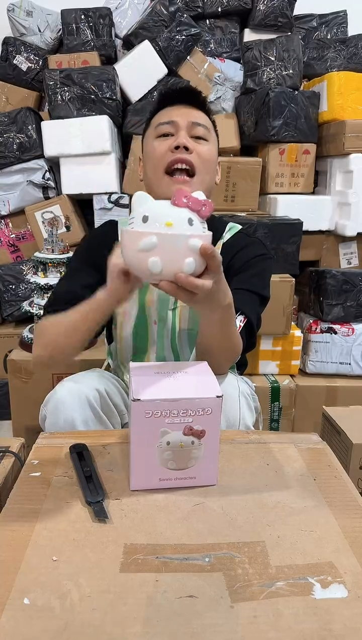 瓷片原盒Q版kt猫炖盅