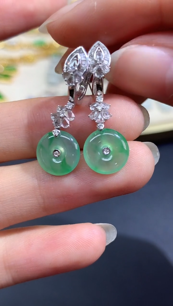 18K金镶嵌翡翠耳饰耳饰|9800