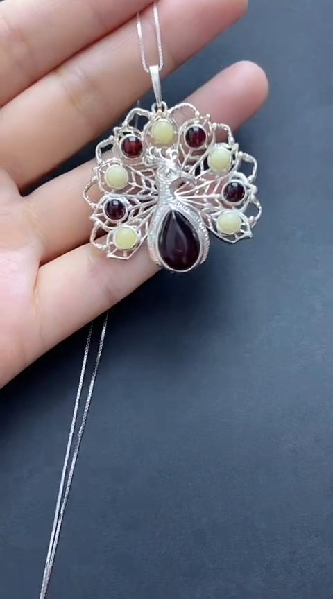 【闪购商品】琥珀裸石银S925镶嵌琥珀吊坠