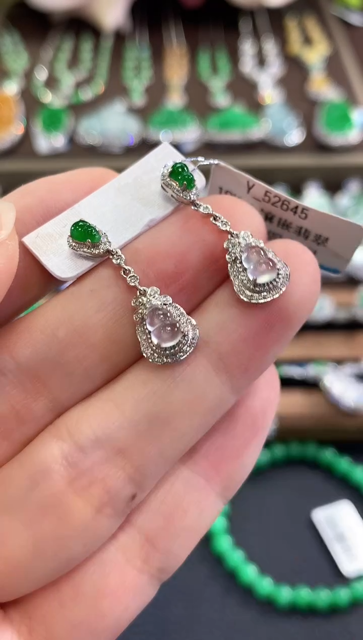 18K金镶嵌翡翠耳饰b67多样性一件发货