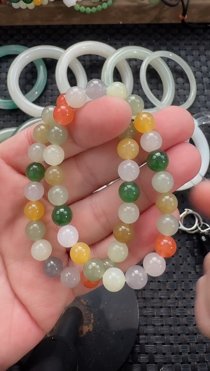 颈饰未镶嵌和田玉8mm多宝手串（多样性发货拍一发一）