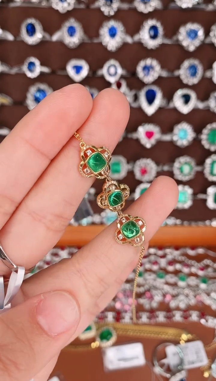 【闪购商品】祖母绿18K手链18K金镶嵌·