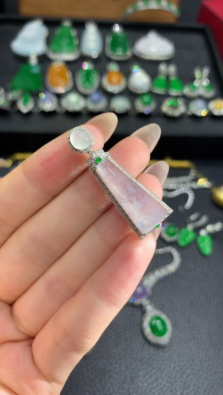 吊坠(不含链)18K金镶嵌翡翠14