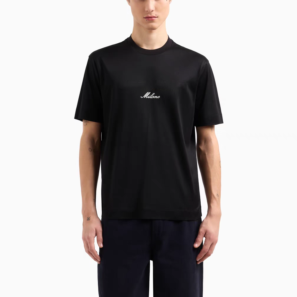 SC25379美式休闲夏季日常舒适莱赛尔棉字母绣花圆领T恤