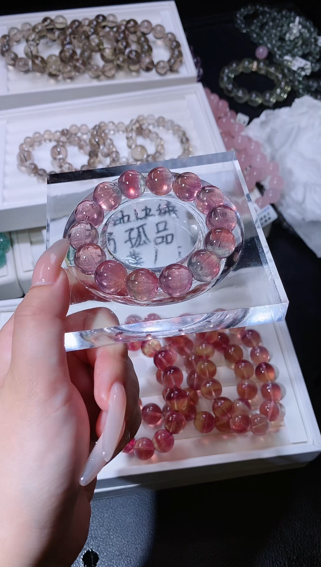 手链未镶嵌萤石630.17落日晚霞粉黄萤石手串 多样性发其一