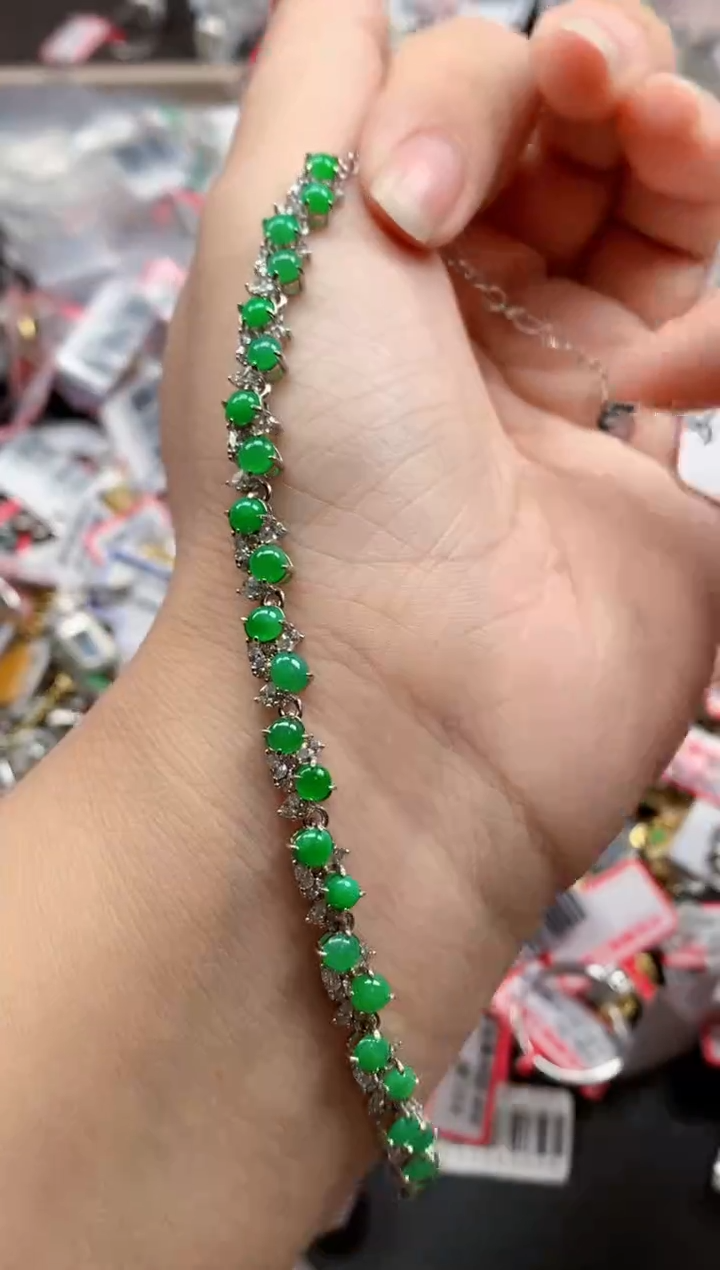 银S925镶嵌戒指翡翠天然A货缅甸翡翠