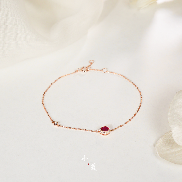 18K金*红宝石钻石手链（多样性发）G9758