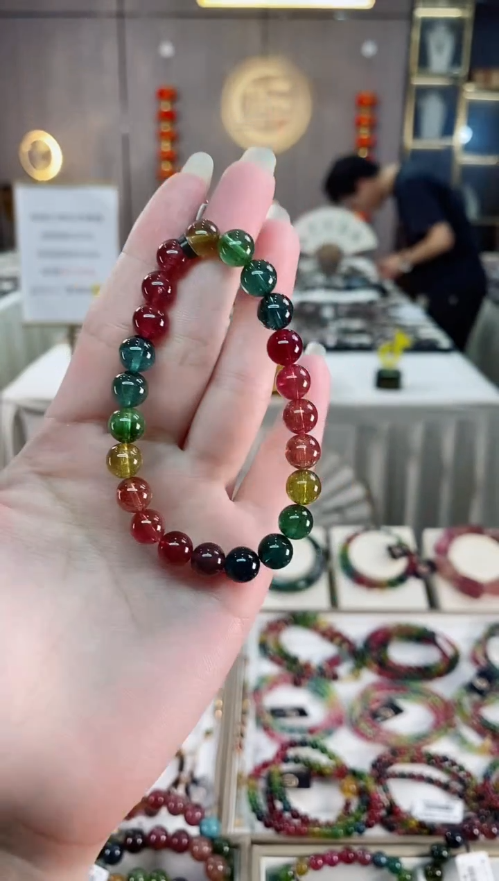 收藏级单圈手串8mm+未镶嵌碧玺一物一证