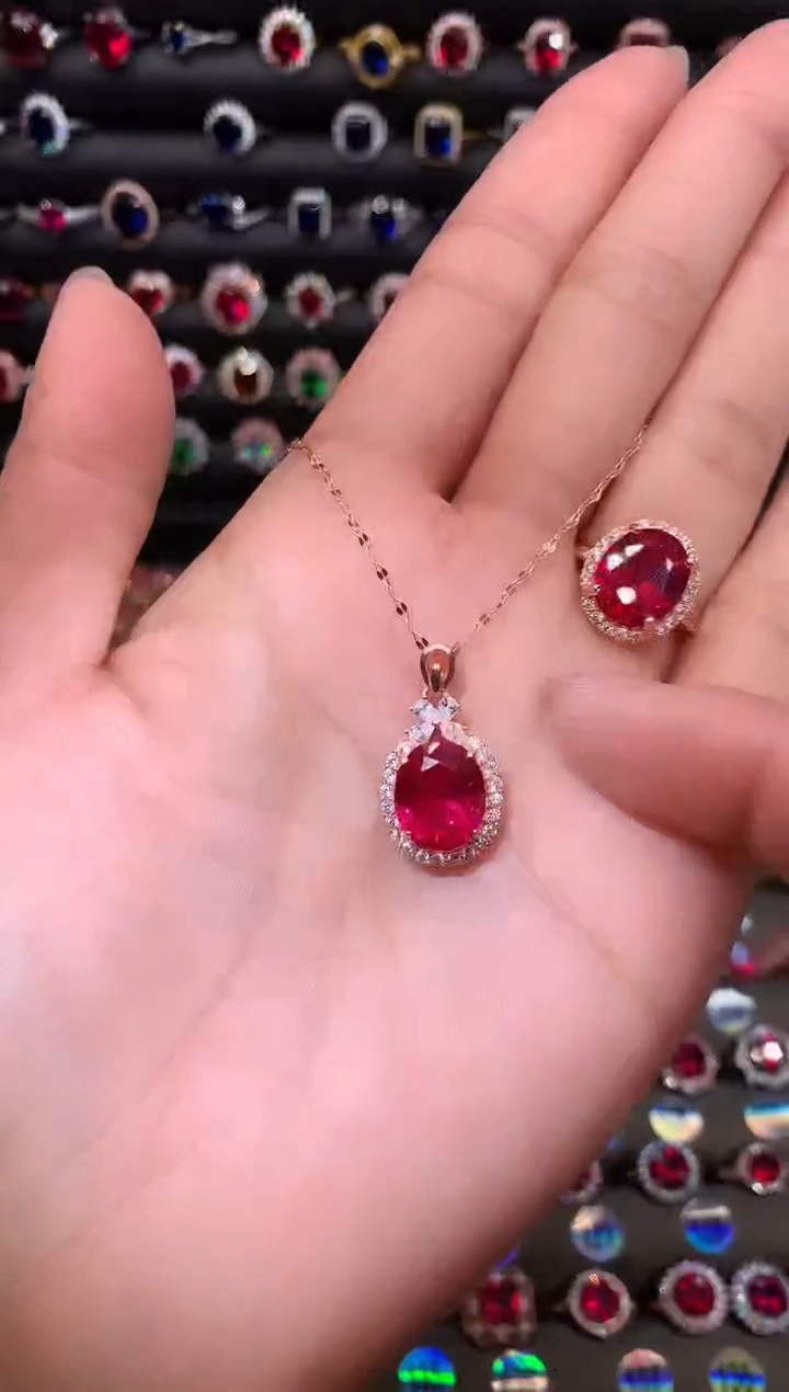 【闪购商品】红宝石吊坠(赠链)银S925镶嵌1
