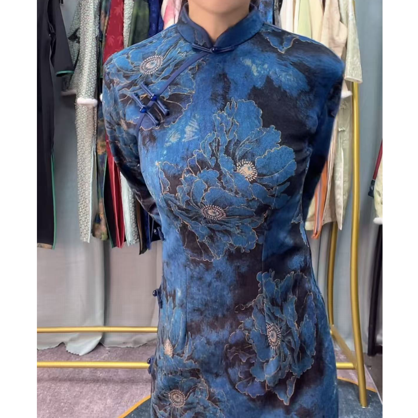 梦路 T614 冬季新款 万人迷 裙长120 加绒加厚长袖旗袍