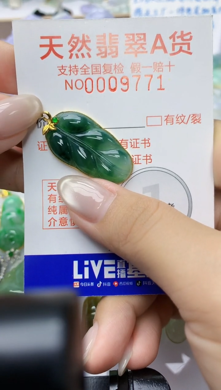 颈饰18K金镶嵌翡翠天然翡翠A货
