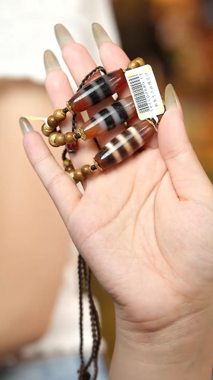 未镶嵌颈饰玛瑙/玉髓（覆膜）药师天珠项链