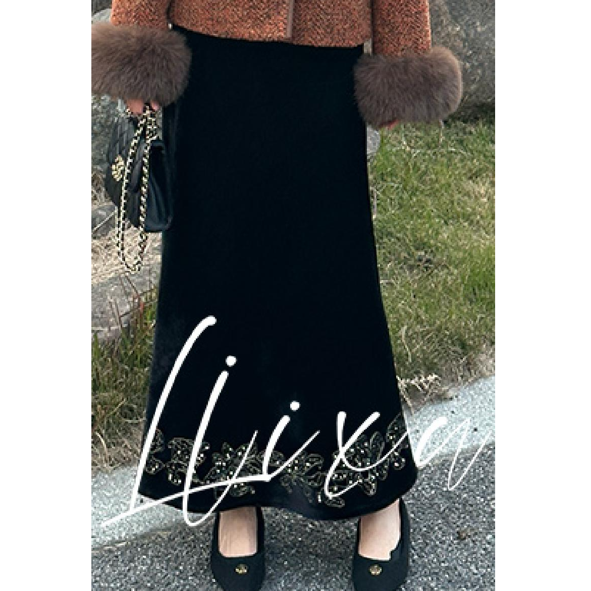 【猫七七】2025秋冬新款百搭丝绒半身裙Q58BQW5173