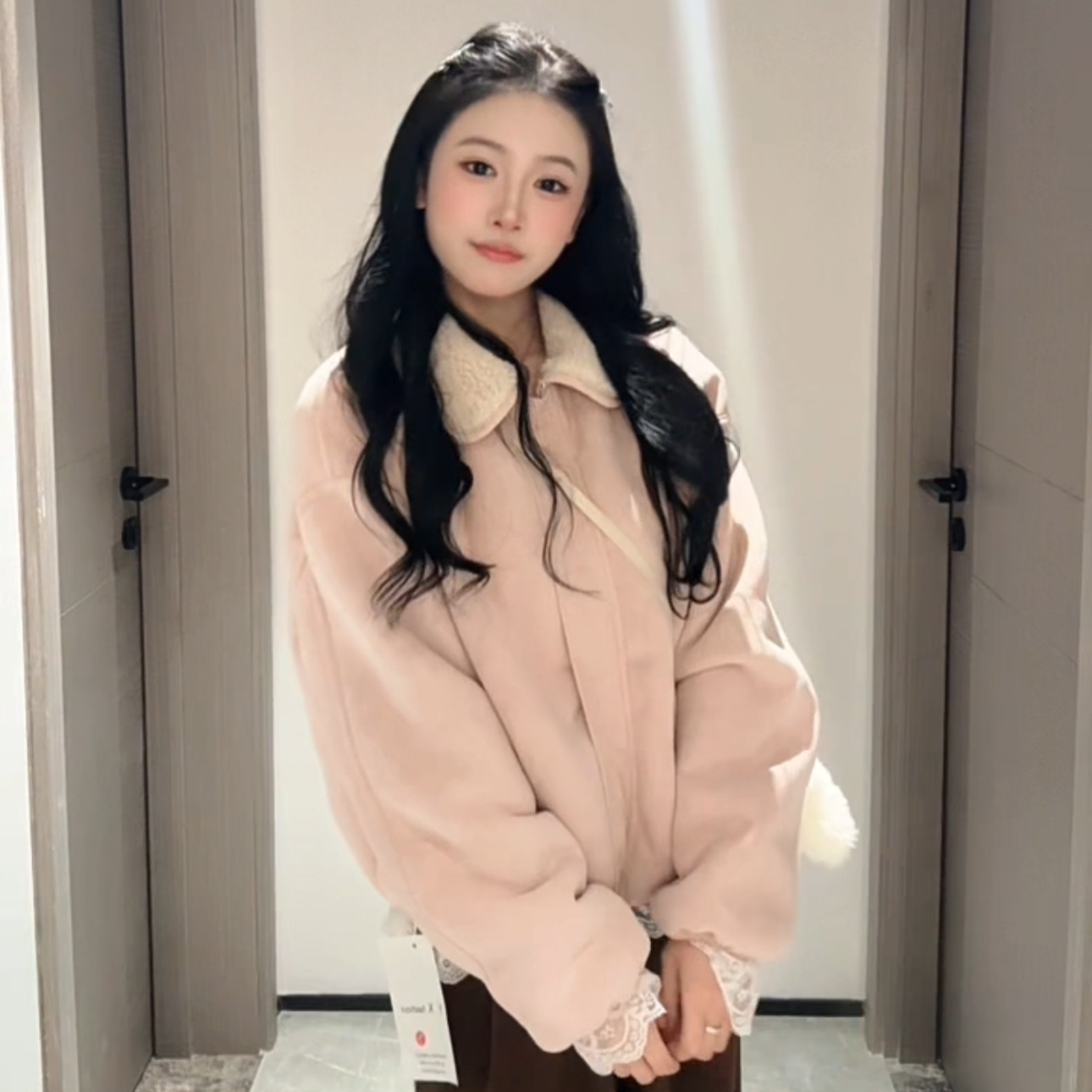 秋冬新款简约韩系翻领时尚美拉德毛绒外套