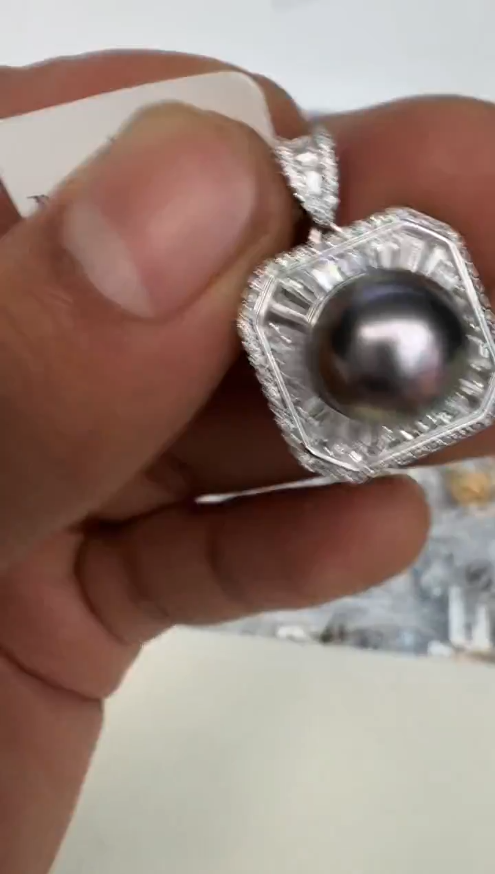 颈饰银S925镶嵌海水珍珠吊坠