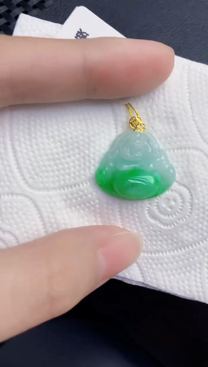 颈饰18K金镶嵌翡翠天然翡翠缅甸A货