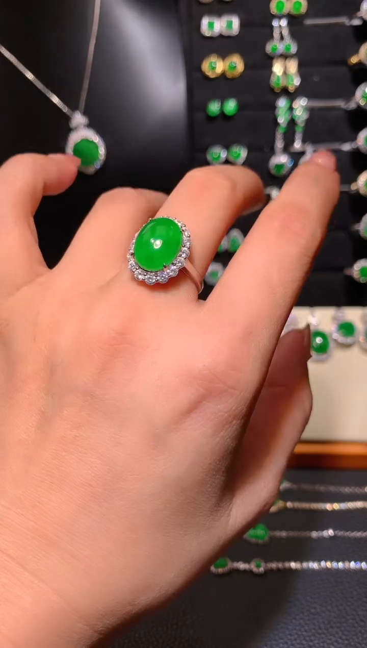 【闪购商品】翡翠戒指银S925镶嵌戒指