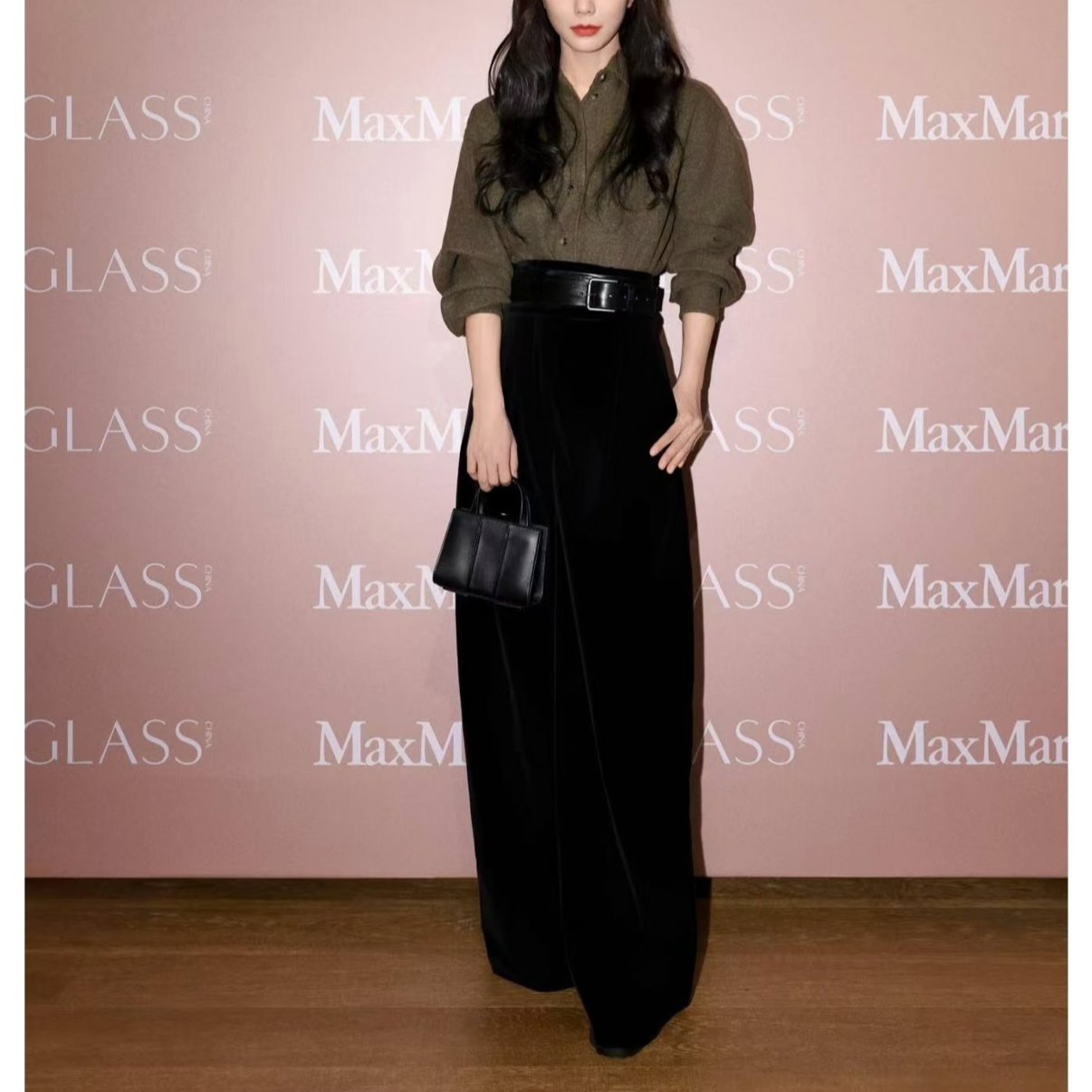 99新 MaxMara 黑色经典丝绒阔腿裤csy058