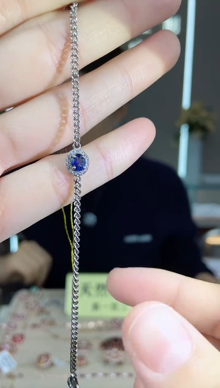 【闪购商品】蓝宝石手链银S925镶嵌手链