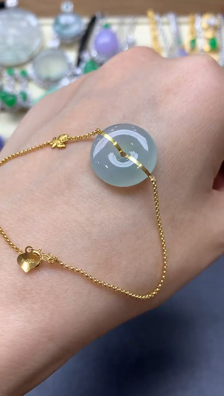 18K金镶嵌手链翡翠321-中国好珍宝