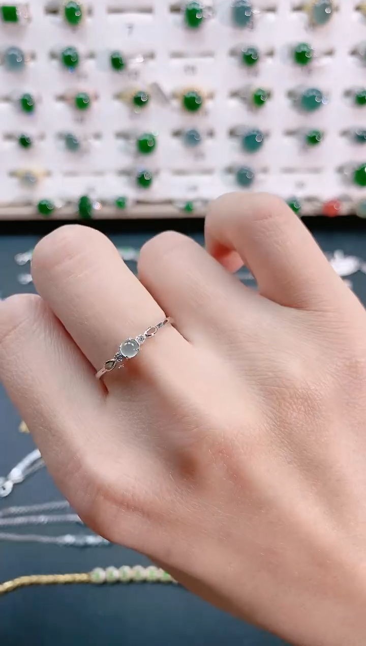 【闪购商品】翡翠戒指银S925镶嵌天然翡翠