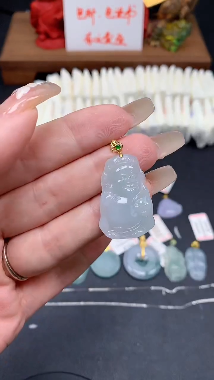 【闪购商品】翡翠吊坠(不含链)18K金镶嵌MS155097