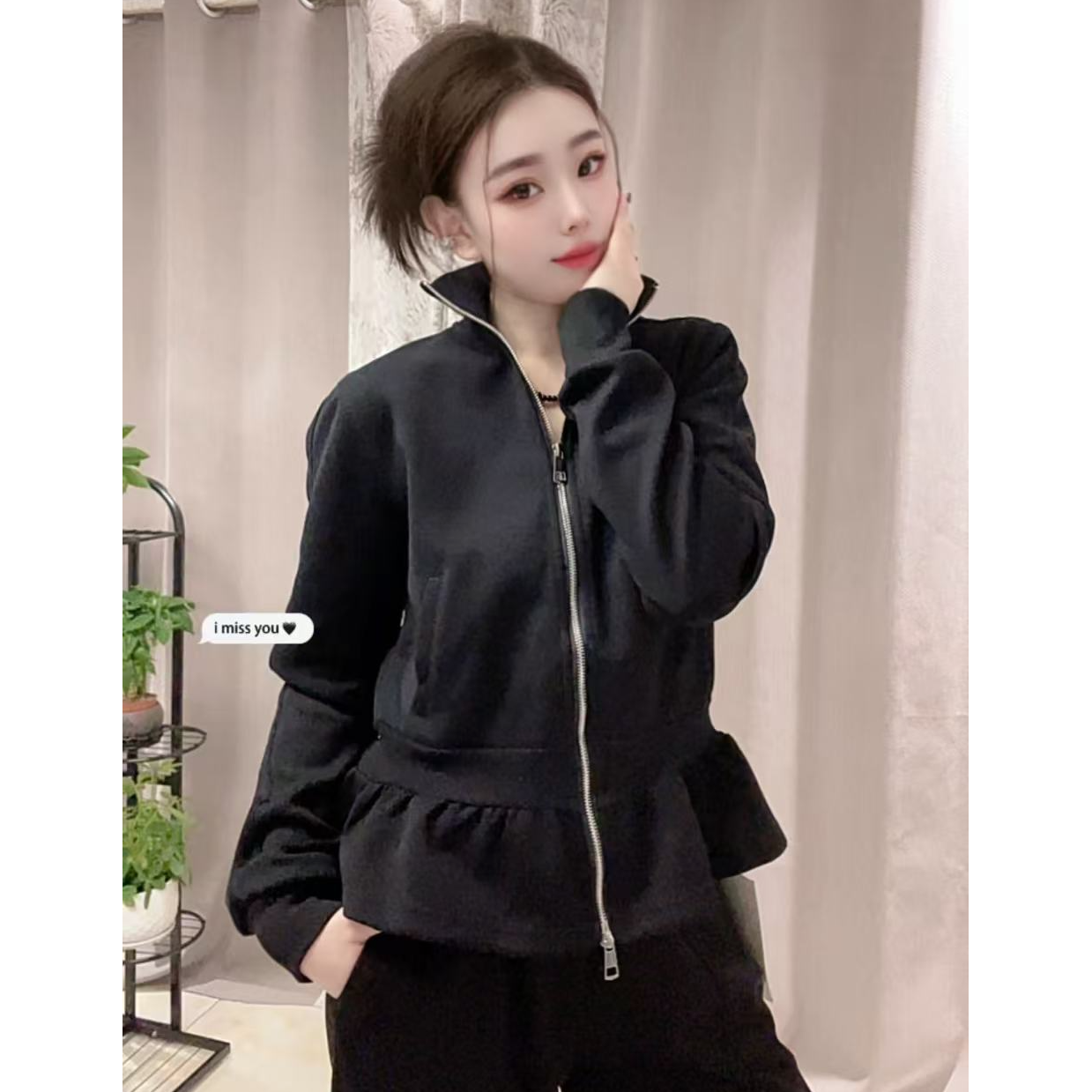 高级感运动服套装女春季欧货休闲时尚灰色黑色卫衣两件套洋气减龄