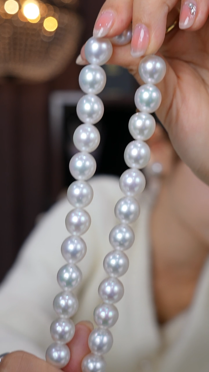 项链14K金镶嵌海水珍珠澳白10-12mm