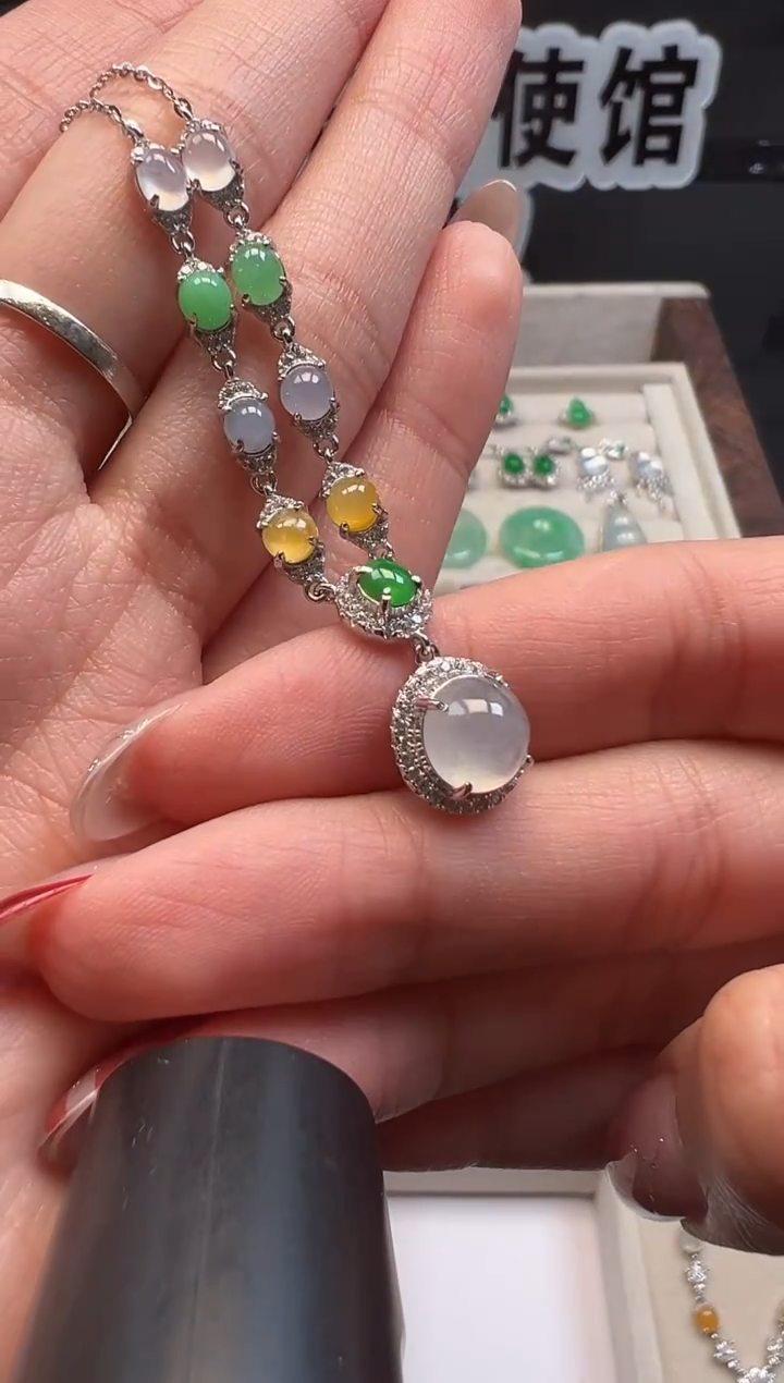 项链银S925镶嵌翡翠 缅甸珠宝严选