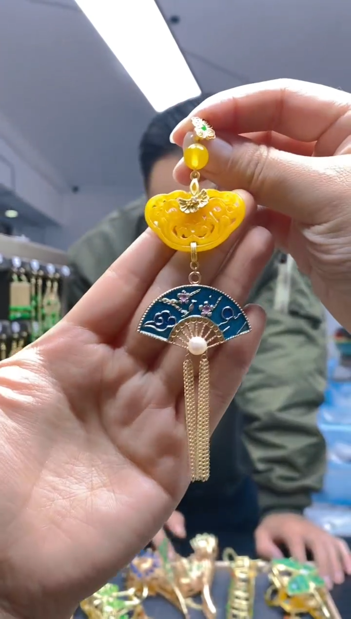 【闪购商品】翡翠耳饰合金0291翡翠压襟