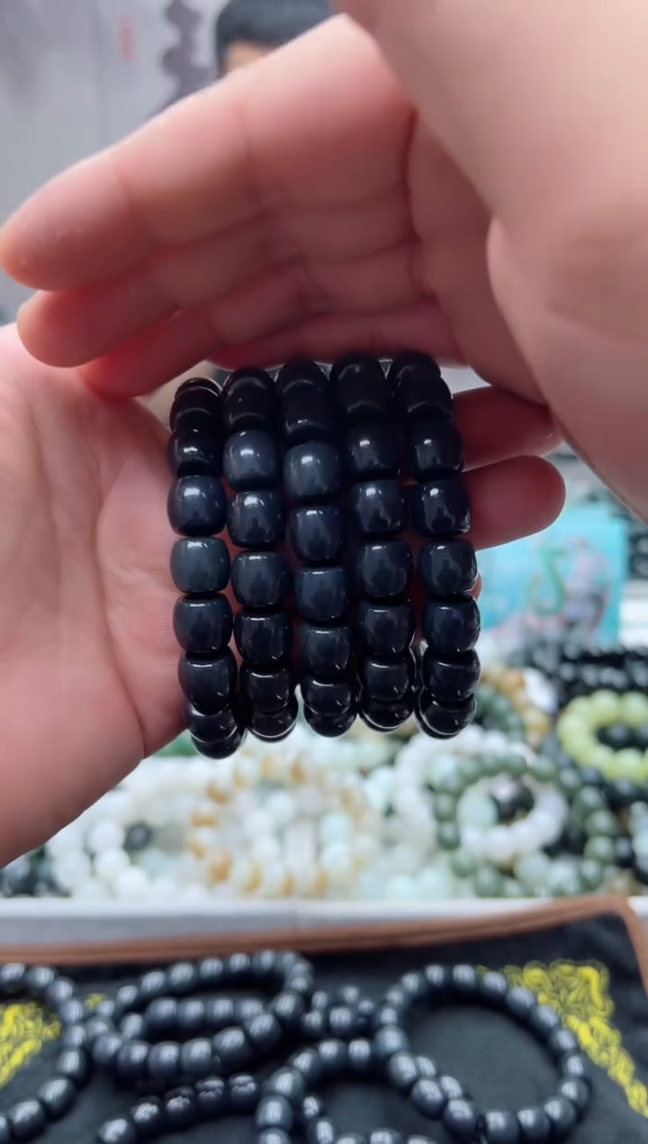 手串未镶嵌和田玉墨玉12纯天然拍一发一，多样性发货