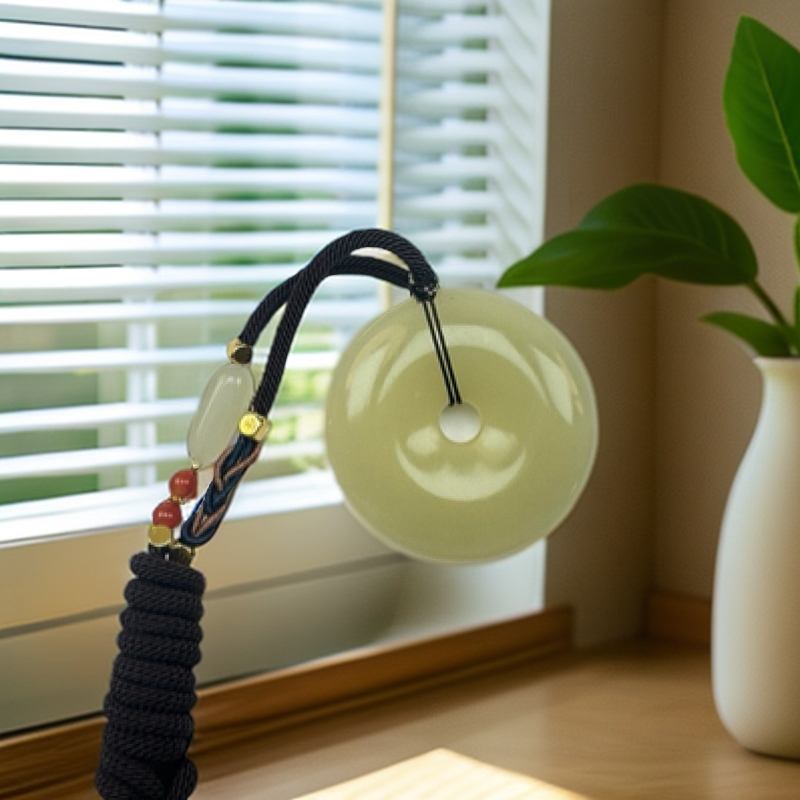 【蓝氏集团专属】青海格尔木黄口大平安扣 带中国结编绳