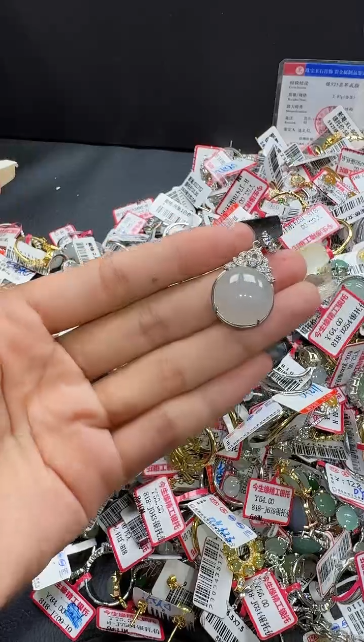 翡翠戒指银S925镶嵌戒指325