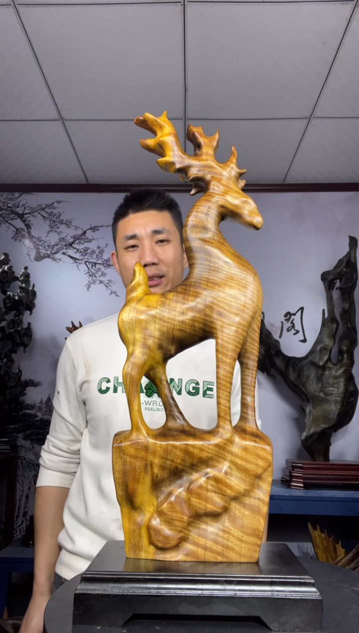 金丝楠木雕款乔*金丝楠木工艺品摆件