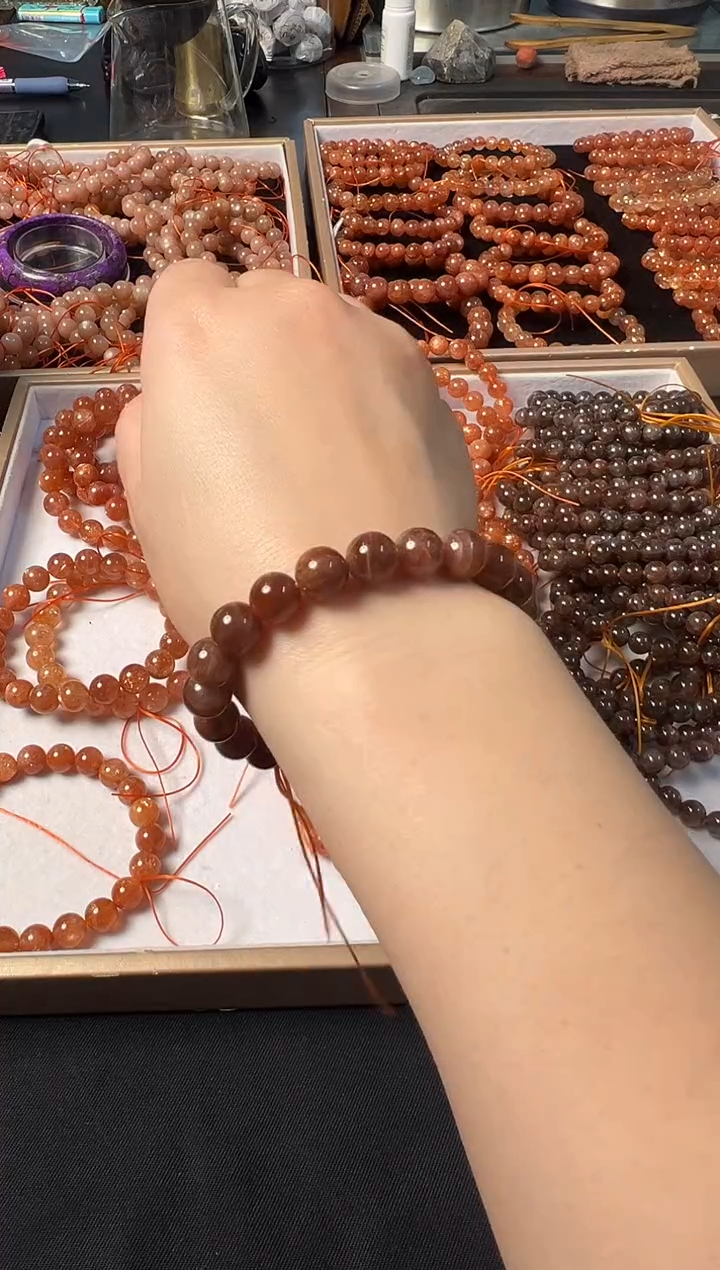 未镶嵌手链长石琥珀金太阳单圈多样式发一