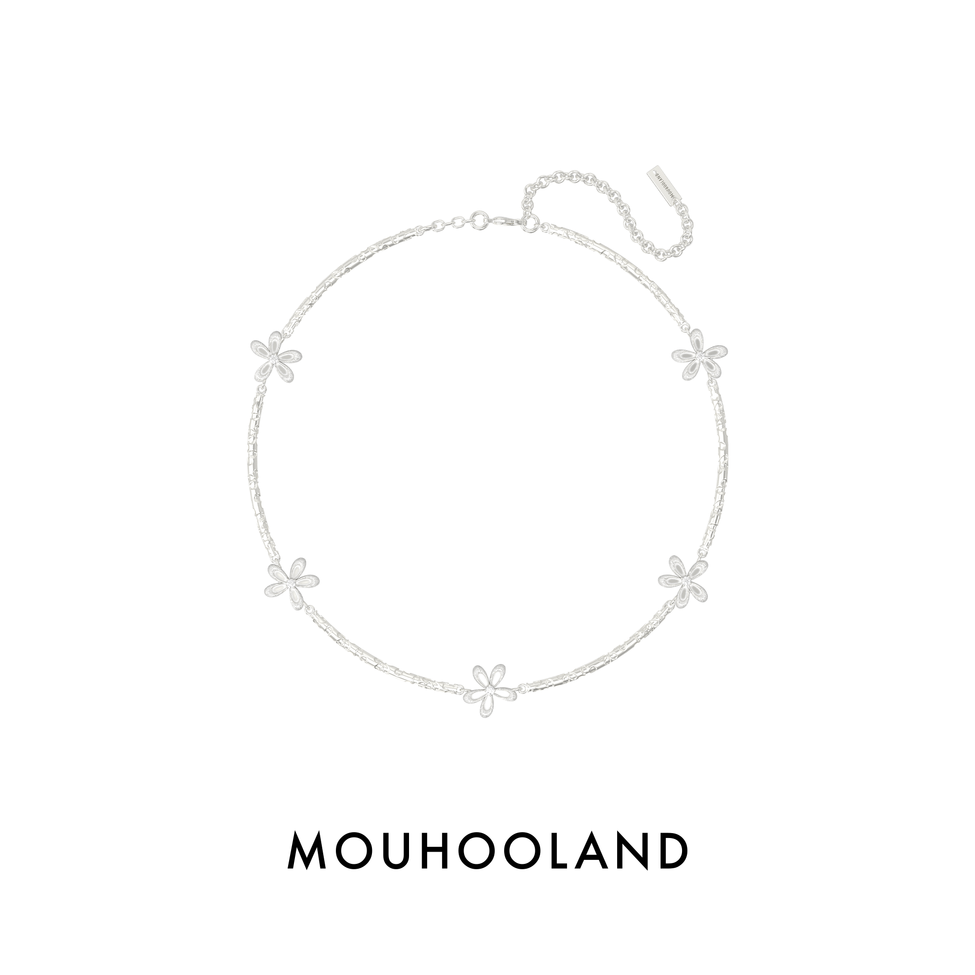 Mouhooland/暮后之地 吊坠925银锆石 蕾丝小花花项链手工雕刻拉丝