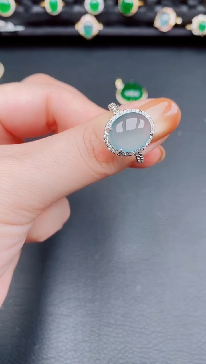 【闪购商品】翡翠戒指银S925镶嵌天然a货翡翠159