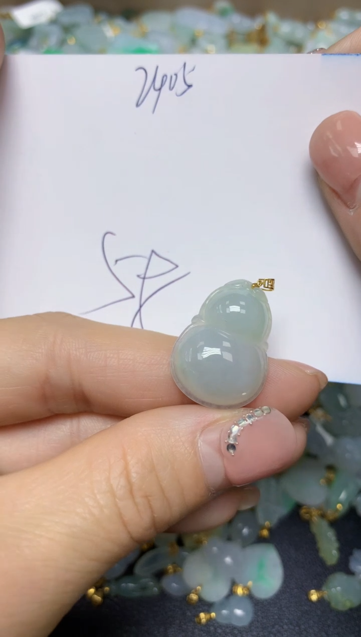 【闪购商品】翡翠挂件18K金镶嵌 天然翡翠A货