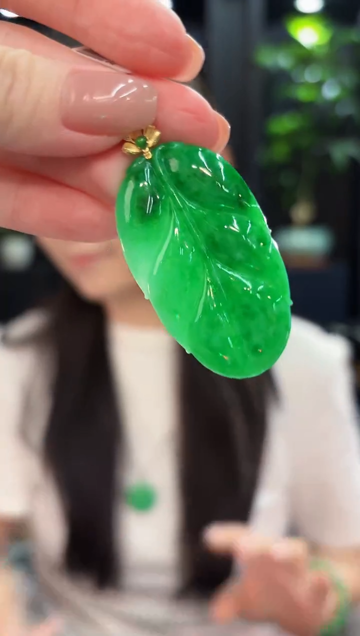 吊坠(不含链)18K金镶嵌翡翠 缅甸A货/支持复检/一件