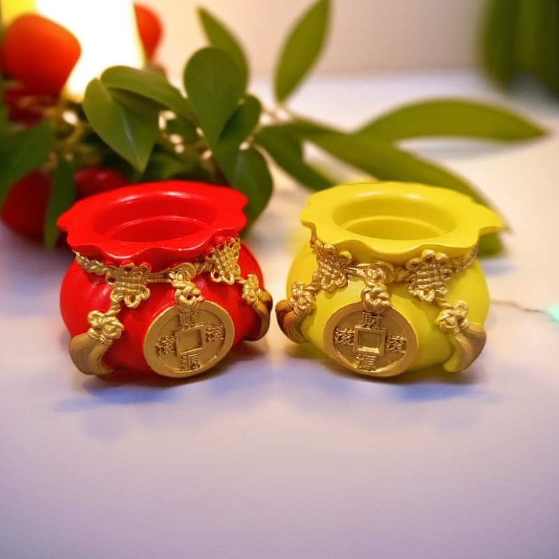 【②号】无土福财双宝--招财进宝盆器（1颗/不送多肉）