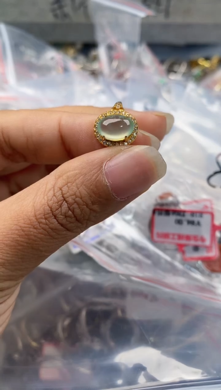 银S925镶嵌戒指翡翠77--1