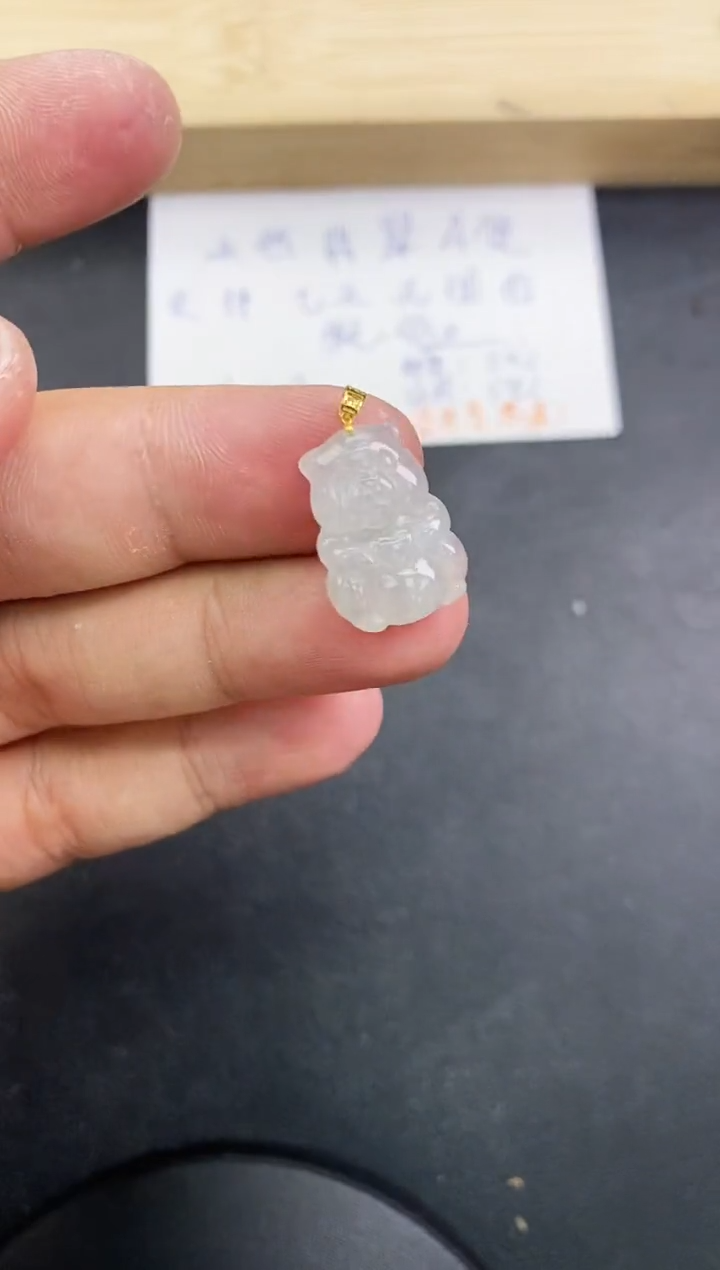 【闪购商品】翡翠颈饰18K金镶嵌天然翡翠A货赠皮绳