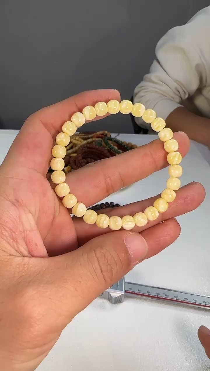 琥珀颈饰未镶嵌7尺寸满白花单圈