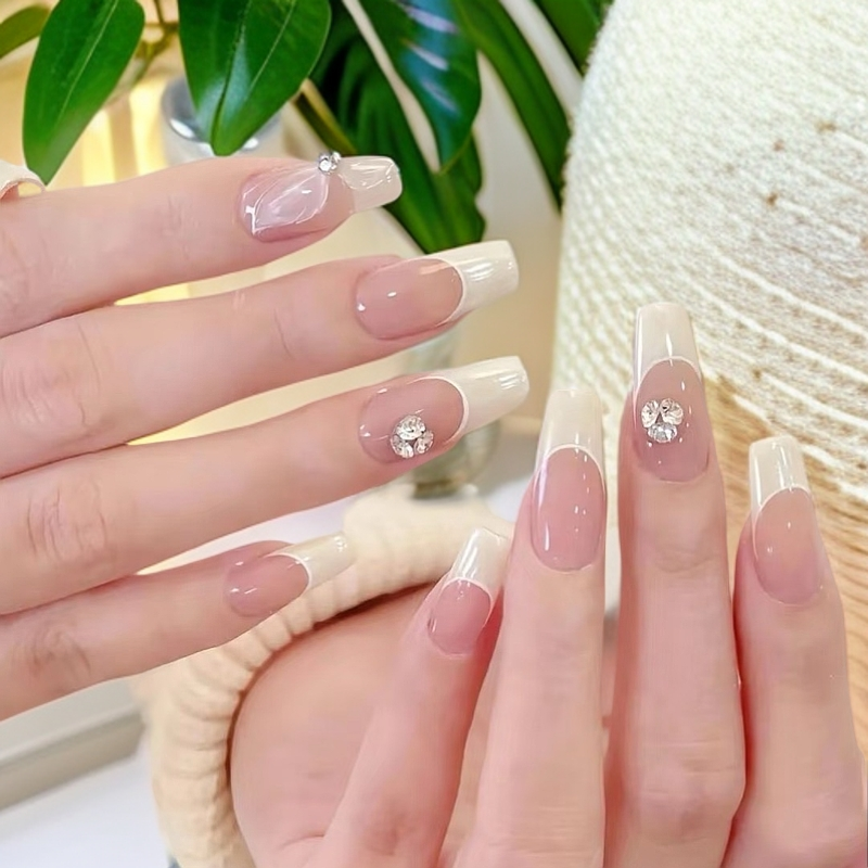 【艺奢】301~450温柔奶油风粉法式显白纯手工穿戴甲指甲贴片