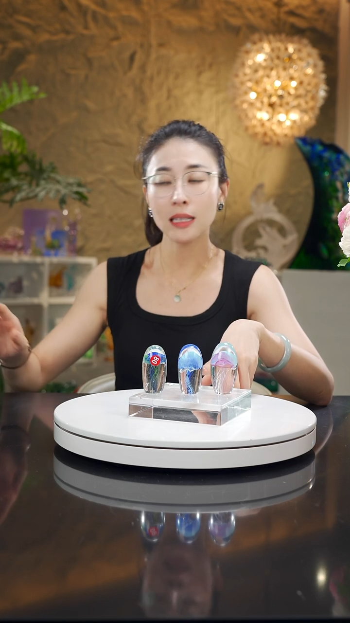 手工艺品琉璃??福利小水母摆件一组3只80号+3号+4号