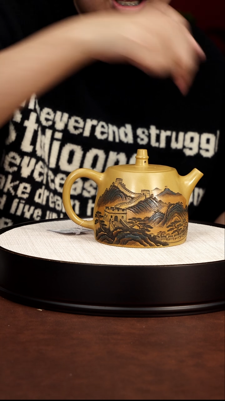 茶壶紫砂宜兴紫砂 长城汉铎  黄金段 梅付春