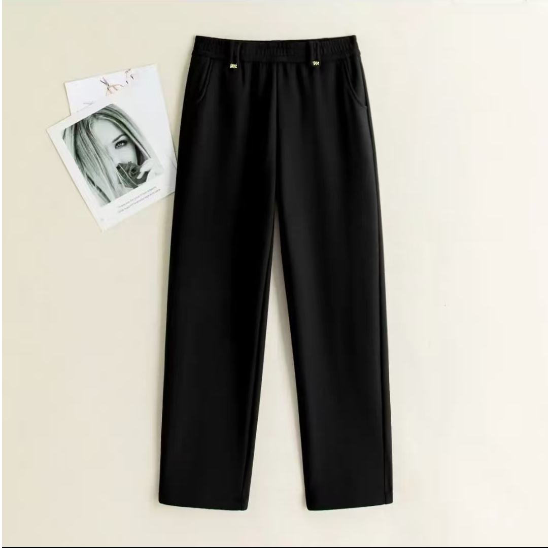 9372-妈妈裤高腰（加绒加厚）直筒阔腿裤（黑色）