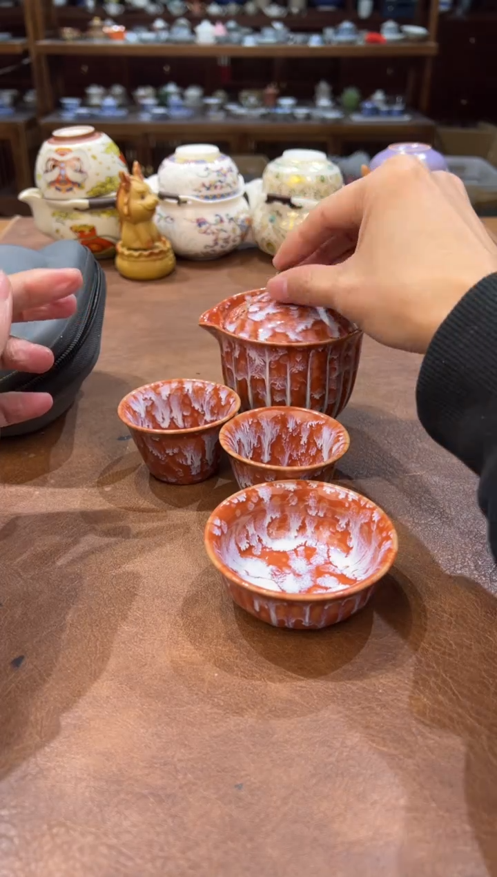 真的很便宜超好看会开片的旅行茶具