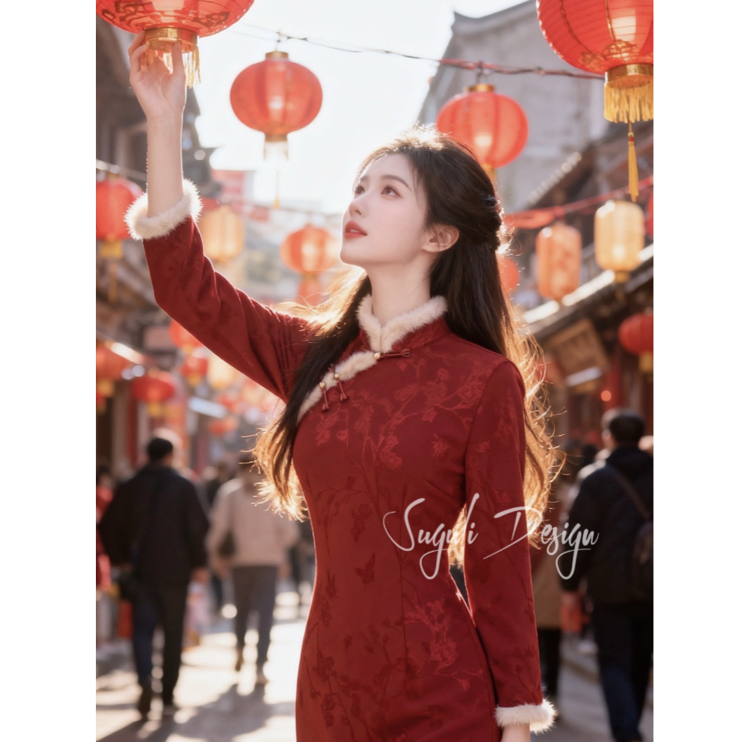 苏故里【烟火年年】加绒A版秋冬文艺显瘦新中式日常旗袍气质衣长118